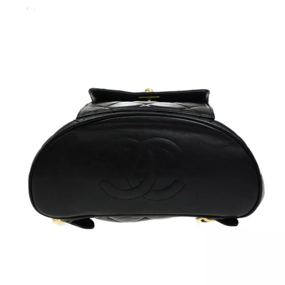CHANEL CC Logo DUMA Matelasse Chain Backpack Bag Leather Black Vintage 889RK991 main image 4